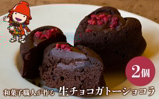 生チョコガトーショコラ ハート 2個 | サービスパック 中津菓子かねい 洋菓子 茶菓子 生チョコ チョコレート クーベルチュール 手作り お菓子 おやつ ケーキ 個包装 濃厚 デザート スイーツ