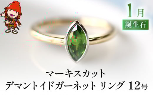 誕生石 1月 マーキスカット デマントイドガーネット 指輪 | リング 12号 エメラルドカット K18 PT900 プラチナ アクセサリー 婚約指輪 プロポーズ 結婚指輪 誕生日 婚約 結婚 母の日 プレゼント