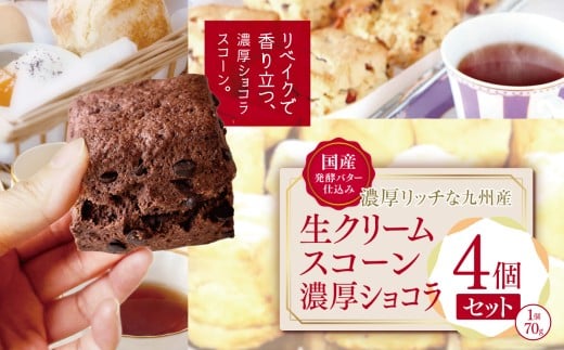 国産発酵バター仕込み濃厚リッチな九州産生クリームスコーン 濃厚ショコラ 4個セット | お菓子 菓子 おかし 洋菓子 焼き菓子 イギリス菓子 濃厚 ショコラ ショコラスコーン チョコスコーン