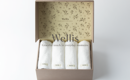Wellis【極上の肌心地】フェイスタオル4枚 ギフトセット ナチュラルホワイト(009_5038_01)大阪府熊取町67000雑貨・日用品寝具・タオル