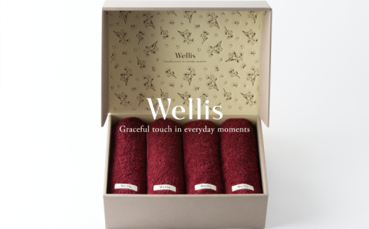 Wellis【極上の肌心地】フェイスタオル4枚 ギフトセット ボルドー(009_5038_04)大阪府熊取町67000雑貨・日用品寝具・タオル