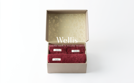 Wellis【極上の肌心地】ウォッシュタオル2枚・フェイスタオル1枚 ギフトセット ボルドー(009_5039_04)大阪府熊取町37000雑貨・日用品寝具・タオル