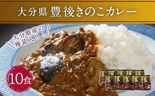 022-331 豊後 きのこ カレー 180g×10食 椎茸 ご自宅用 パウチ 常温保存可能 ローリングストック大分県豊後大野市10000鍋セット・総菜・加工食品総菜