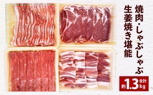 093-474 大分県産 米の恵 豚 焼肉 しゃぶしゃぶ 生姜焼き 堪能 約1.3kg大分県豊後大野市10000肉豚肉