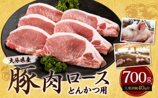 022-487 大分県産 豚肉 ロース とんかつ用 700g 大葉胡椒付き大分県豊後大野市12000肉豚肉