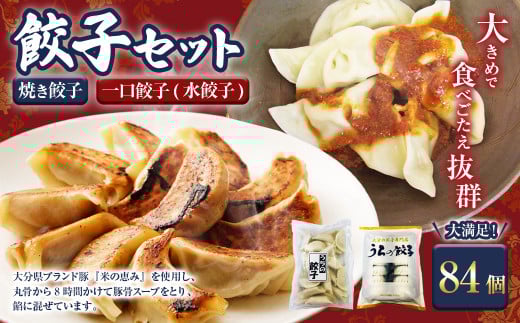051-1170 焼き餃子と一口餃子(水餃子)「Bセット」合計84個 焼き餃子 一口餃子 水餃子 タレ付き 餃子 ぎょうざ ギョウザ 冷凍 おかず おつまみ 国産 豚肉大分県豊後大野市16000鍋セット・総菜
