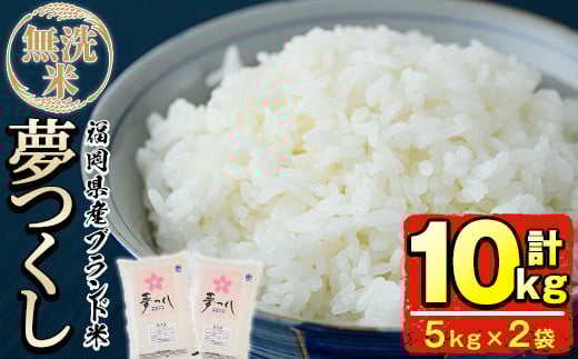 <令和7年産>福岡県産ブランド米「夢つくし」無洗米(計10kg・5kg×2袋) お米  10キロ ごはん ご飯【ksg0373】【朝ごはん本舗】福岡県春日市42000米・パン無洗米