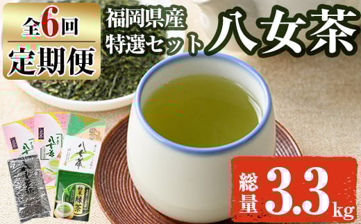 【ksg1373】<定期便・全6回(連続)>福岡銘茶八女茶 特選セット(総量3.3kg)【マル五】福岡県春日市90000お茶・飲料お茶
