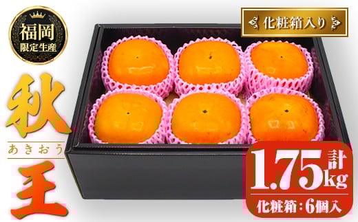 <先行予約受付中!2025年10月下旬〜11月下旬に順次発送予定>秋のフルーツの王様・ブランド柿 秋王 化粧箱入り (約計1.75kg・6個入り) かき カキ フルーツ 果物 くだもの 福岡限定 オリジナル