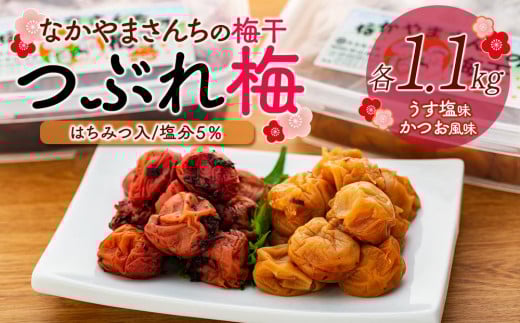なかやまさんちの梅干(1.1kg×2箱)うす塩(はちみつ入)塩分5%とかつお風味(はちみつ入)塩分5%セット【つぶれ梅】【訳あり】和歌山県上富田町20000鍋セット・総菜・加工食品漬物・梅