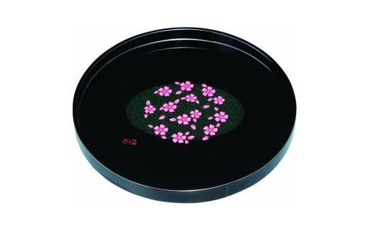木製丸盆 30cm 黒 花咲小路【YG393】和歌山県上富田町37500雑貨・日用品食器・グラス