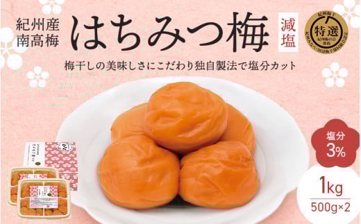 紀州南高梅 はちみつ梅 減塩(塩分3%)1kg(500g×2) / 梅干し 梅干 梅 中田食品 和歌山 田辺市 紀州南高梅 南高梅 はちみつ梅 減塩 塩分控えめ【nkt009-2】和歌山県田辺市19000鍋セット・総菜・加