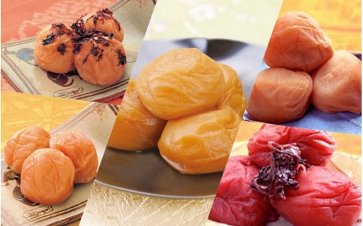 紀州南高梅 梅干5種食べ比べセット計1kg(幸梅漬200g・しそかつお梅200g・白干梅200g・馥梅200g・しそ梅200g)  / 田辺市 紀州南高梅 南高梅 梅干し 梅干 梅 うめ 肉厚 お米 おにぎり 焼酎 梅酒 健