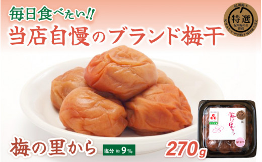 梅の里から270g (塩分9%) / 田辺市 紀州南高梅 南高梅 梅干し 梅干 梅 ご飯のお供【ing014】和歌山県田辺市7000鍋セット・総菜・加工食品漬物・梅干・キムチ