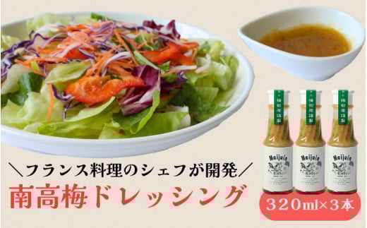南高梅ドレッシング3本セット / 龍神村 野菜 サラダ 調味料 冷蔵 ギフト お取り寄せ 和歌山県 田辺市【mei002】和歌山県田辺市13000調味料・油ドレッシング