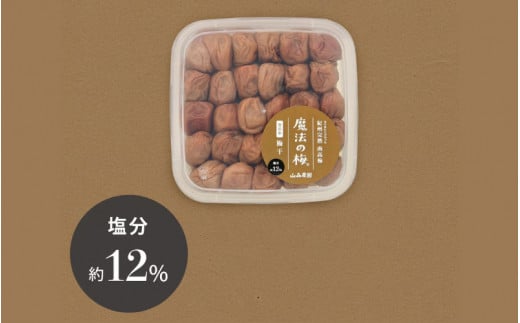 【ご褒美梅】山森農園の 梅干し「魔法の梅」 500g×1 【塩分約12%】 土と水にこだわっています 贈答にも / 紀州南高梅 和歌山 田辺市 ミネラル水 梅 梅干 ウメ うめ うめぼし 肉厚 ギフト ご