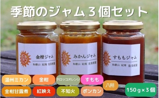 季節のジャム150g×3個セット / 温州みかん  金柑 三宝柑 すもも セット 詰め合わせ 甘露煮 柑橘 不知火 べにばえ ポンカン 和歌山 田辺市【ike002】和歌山県田辺市10000鍋セット・総菜・加工食