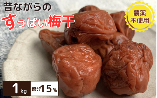 昔ながらのすっぱい梅干 1kg (500g×2) 塩分15% / 梅干し 田辺市 紀州南高梅 南高梅 梅干 梅 うめ 肉厚 お米 おにぎり 焼酎 梅酒 健康 昔ながら 栽培期間中農薬不使用 和歌山 龍神 【mpt006】和