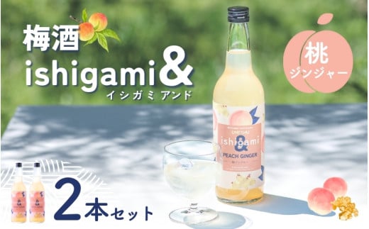 梅酒 ishigami&(イシガミアンド)(桃ジンジャー) 600ml×2本 /  桃 生姜 梅干し 梅 うめ 炭酸割り ロック 和歌山 田辺市 紀州産 南高梅 完熟梅 フルーツ【isg043】和歌山県田辺市10000酒・アルコ