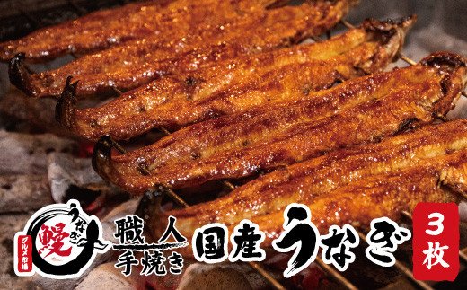 国産うなぎ蒲焼 大サイズ3枚(合計約450g) 薬味付 備長炭炭火紀州職人手焼き 【すさみグルメ市場】【miw104】和歌山県すさみ町25000魚介・海産物うなぎ
