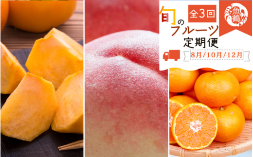 【全3回】紀州和歌山産旬のフルーツ定期便 (桃・柿・みかん) / みかん 果物定期便 フルーツ定期便 ミカン 柑橘 くだもの 果物 カキ かき 柿 もも モモ 桃 【tkb383】和歌山県すさみ町49000果物