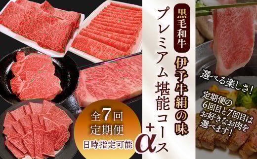 全7回定期便 黒毛和牛 伊予牛 絹の味 ★選ぶ楽しみ★ プレミアム堪能コース+α 愛媛県西条市 青野精肉店 【配送日時指定可・冷蔵】 ※関東以北・沖縄へのお届けは冷凍  | 黒毛和牛 A4〜A5