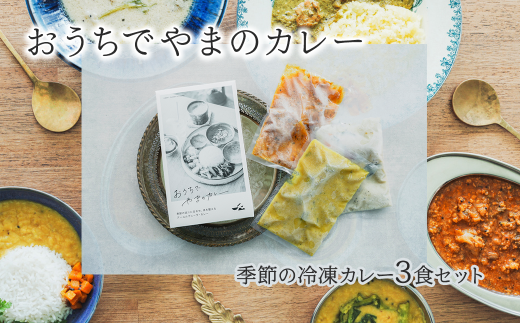 「おうちでやまのカレー」 季節の冷凍カレー3食セット 200g×3袋 専用BOX入り カレー スパイス 薬膳 アーユルヴェーダ グルテンフリー 冷凍愛媛県西条市13000鍋セット・総菜・加工食品総菜