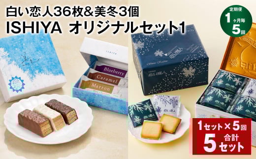 【1ヶ月毎5回定期便】【白い恋人&美冬】ISHIYA オリジナルセット1北海道北広島市60000菓子・スイーツ焼き菓子