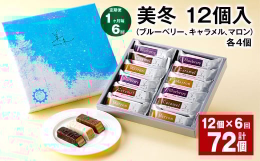 【1ヶ月毎6回定期便】美冬12個入(ブルーベリー、キャラメル、マロン)各4個北海道北広島市38000菓子・スイーツその他 洋菓子