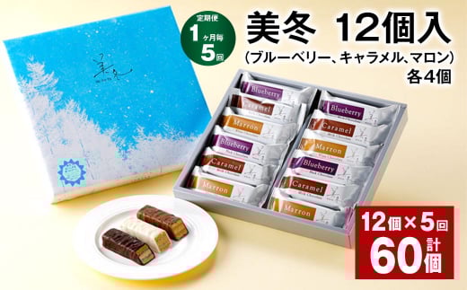 【1ヶ月毎5回定期便】美冬12個入(ブルーベリー、キャラメル、マロン)各4個北海道北広島市32000菓子・スイーツその他 洋菓子