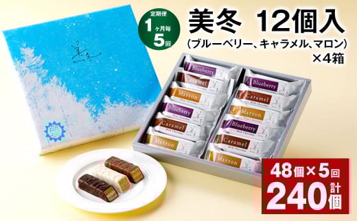 【1ヶ月毎5回定期便】美冬12個入(ブルーベリー、キャラメル、マロン)×4箱北海道北広島市127000菓子・スイーツその他 洋菓子
