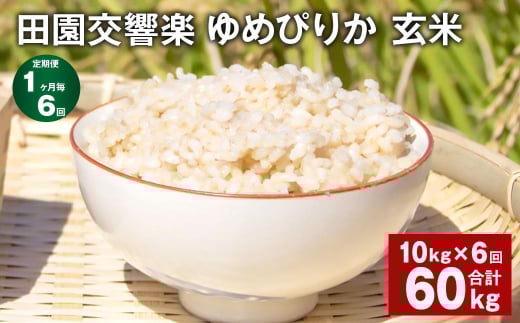 【1ヶ月毎6回定期便】田園交響楽ゆめぴりか 玄米 10kg 計60kg北海道北広島市120000米・パン白米