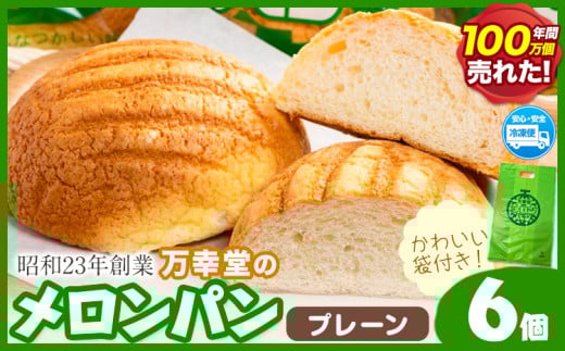 パン メロンパン 冷凍 プレーン 6個 セット 手土産 おすそ分け スイーツ パン ギフト 菓子パン 万幸堂 《60日以内に出荷予定(土日祝除く)》熊本県 荒尾市  ベーカリー おやつ 個包装 給食 で