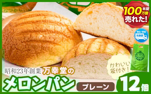 パン メロンパン 冷凍 プレーン 12個 セット 手土産 おすそ分け スイーツ パン ギフト 菓子パン 万幸堂 《60日以内に出荷予定(土日祝除く)》熊本県 荒尾市  ベーカリー おやつ 個包装 給食 で