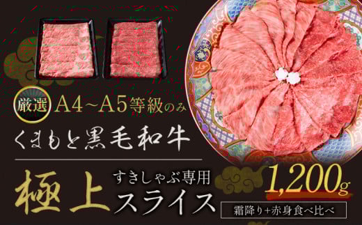 牛肉 黒毛和牛 すきやき しゃぶしゃぶ スライス A4〜A5等級 霜降り  赤身 すき焼き A4 A5 1200g すきやき肉 数量限定 先行予約 牛肉 冷凍 くまもと黒毛和牛 《7-14日以内に出荷予定(土日祝除く)》