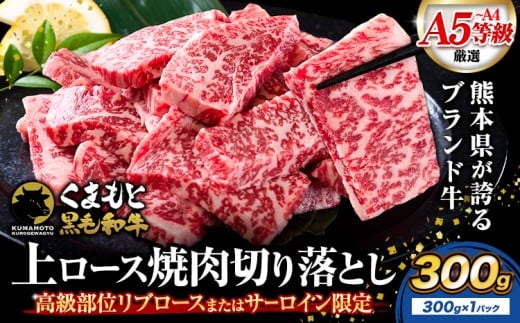 牛肉 A4〜A5等級 黒毛和牛 切り落とし くまもと黒毛和牛 上 ロース 焼肉 300g 《7-14日以内に出荷予定(土日祝除く)》熊本県 荒尾市 上ロース 焼肉用 黒毛和牛 ステーキ 焼肉 肉 お肉 和牛 A5 A4 300