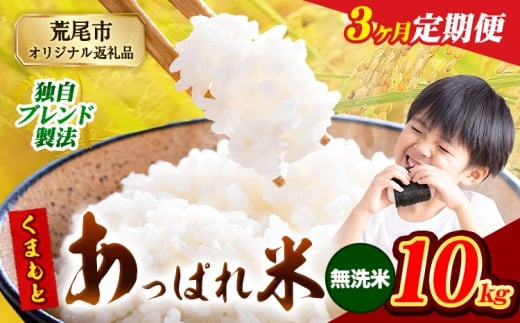 【3ヶ月定期便】熊本県産 くまもとあっぱれ米 ブレンド米 10kg 熊本県産 ふるさと納税 無洗米 精米 米 こめ ふるさとのうぜい コメ お米 おこめ《1月から出荷開始》熊本県荒尾市70500米・パン