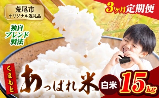 【3ヶ月定期便】熊本県産 くまもとあっぱれ米 ブレンド米 15kg 熊本県産 ふるさと納税 白米 精米 米 こめ ふるさとのうぜい コメ お米 おこめ《1月から出荷開始》熊本県荒尾市105000米・パン