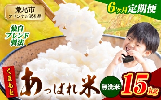 【6ヶ月定期便】熊本県産 くまもとあっぱれ米 ブレンド米 15kg 熊本県産 ふるさと納税 無洗米 精米 米 こめ ふるさとのうぜい コメ お米 おこめ《1月から出荷開始》熊本県荒尾市210000米・パ