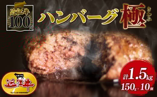 近江牛 100% 極味 ハンバーグ 150g × 10個 黒毛和牛 ブランド 肉 三大和牛 贈り物 ギフト 滋賀県 竜王町 古株牧場 神戸牛 松阪牛 に並ぶ 日本三大和牛 ふるさと納税滋賀県竜王町19000肉加工肉(
