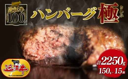 近江牛 100% 極味 ハンバーグ 150g × 15個 黒毛和牛 ブランド 肉 三大和牛 贈り物 ギフト 滋賀県 竜王町 古株牧場 神戸牛 松阪牛 に並ぶ 日本三大和牛 ふるさと納税滋賀県竜王町28000肉加工肉(