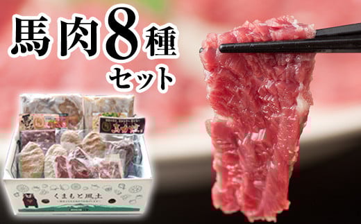 純国産馬肉8種セット 計2200g 熊本肥育 2年連続農林水産大臣賞受賞  馬刺し 馬肉 馬スジ ホルモン 燻製 霜降り ハンバーグ 熊本県大津町《60日以内に出荷予定(土日祝除く)》熊本県大津町25000