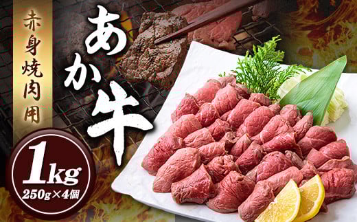 あか牛 赤身焼肉用 1kg (250g×4個) 有限会社幸路《60日以内に出荷予定(土日祝除く)》あか牛 あかうし 赤牛 焼肉 冷凍 小分けパック熊本県大津町33500肉牛肉