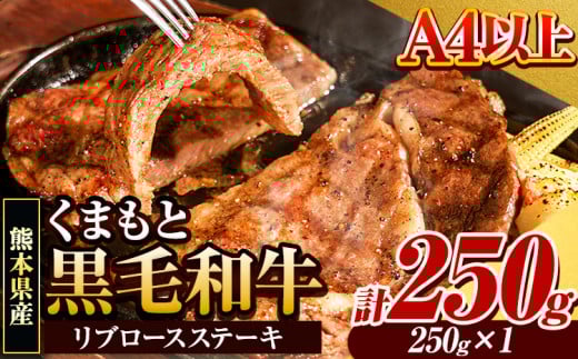 くまもと黒毛和牛 リブロースステーキ 250g ( 250g x 1枚 ) 牛肉 冷凍 《30日以内に出荷予定(土日祝除く)》 くまもと黒毛和牛 黒毛和牛 冷凍庫 個別 取分け 小分け 個包装 ステーキ肉 にも リブロ