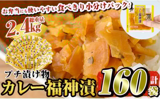 a868 プチつけものカレー福神漬 160P合計2.4kg(15g×40P×4セット) 【九州新進】 姶良市  常温 漬物 漬け物 ふくじん漬け 食べきり 小分けパック鹿児島県姶良市12000鍋セット・総菜・加工食品漬物・