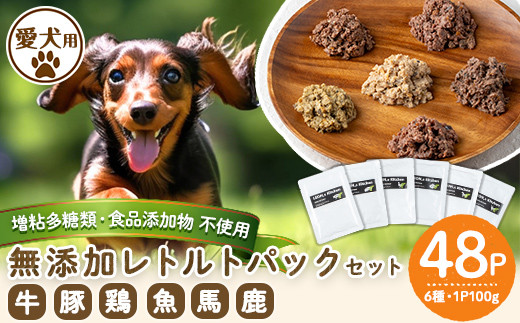 a960 <増粘多糖類・食品添加物不使用>愛犬用無添加レトルトパックセット6種(100g×48パック)【Nフードサービス】鹿児島県産 ペットフード 動物 犬 ドッグ 餌 エサ おやつ ごはん ご飯 間食