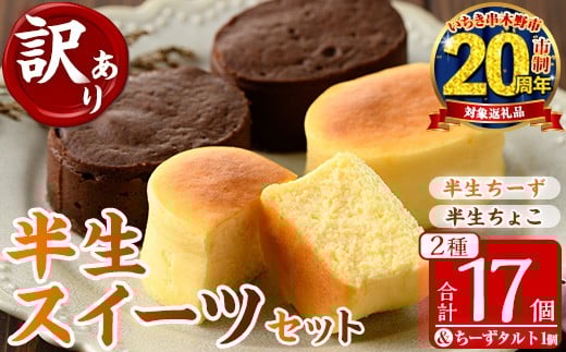 【家計応援】【訳あり!簡易包装】ご自宅用!半生ちーず 9個 と 半生ちょこ 8個  と チーズタルト 1個 計18個「ふわっふわのスフレタイプのプチケーキ!半生チーズ」と「濃厚で芳醇!ふん
