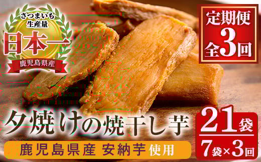 【3か月定期便※初回60日配送分】鹿児島県産さつま芋(安納芋)使用! 夕焼けの焼干し芋(100g×7袋を3回お届け)無添加・無着色【C-208H】鹿児島県いちき串木野市33000果物・フルーツドラ