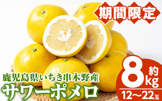 先行予約受付中!<期間限定>磯部農園のサワーポメロ 8kg 箱バラ詰め(12玉〜22玉)L〜3L 果樹【A-1846H】鹿児島県いちき串木野市15000果物・フルーツみかん・柑橘類