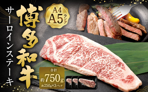 【A4・A5】 博多和牛 サーロインステーキ 約250g?3パック 計約750g 黒毛和牛 和牛 牛肉福岡県太宰府市25000肉牛肉